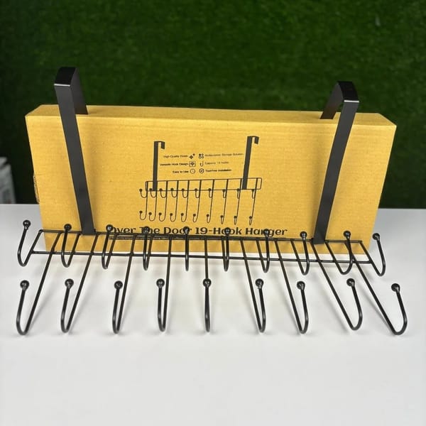 Classic Black Iron Over-the-Door Hanger – 19 Hooks, Space-Saving Organizer for Coats, Hats & Accessories (1 Piece) | Price in BD