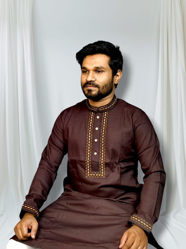 Elite embroidered coffee color panjabi code:415
