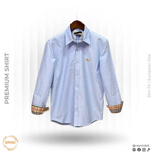 Burberry Men’s Premium Sky Blue Slim-Fit Casual Shirt