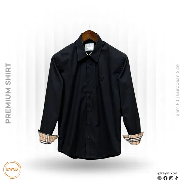 Burberry Men’s Premium Onyx Black Slim-Fit Luxury Dress Shirt
