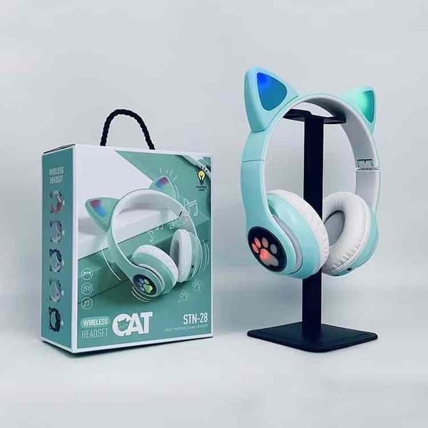 CAT STN-28 Wireless Bluetooth Headset with LED Glowing Cat Ears | Over-Ear Foldable Headphones | Price in BD