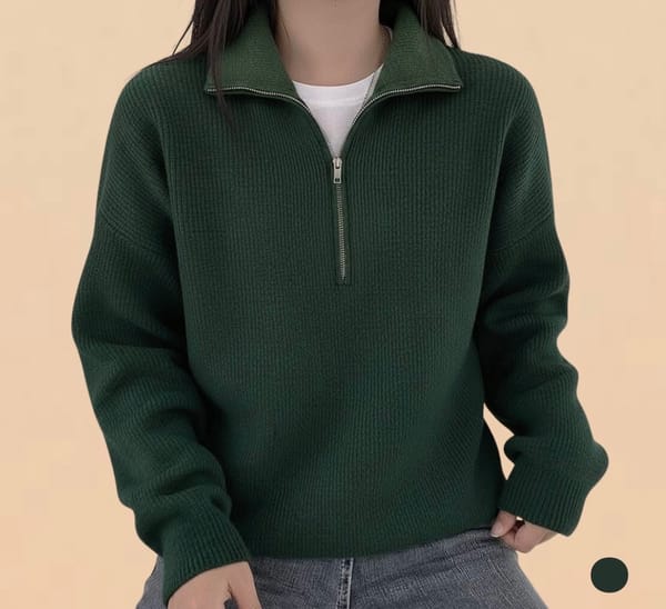 Premium Green Quarter-Zip Sweater
