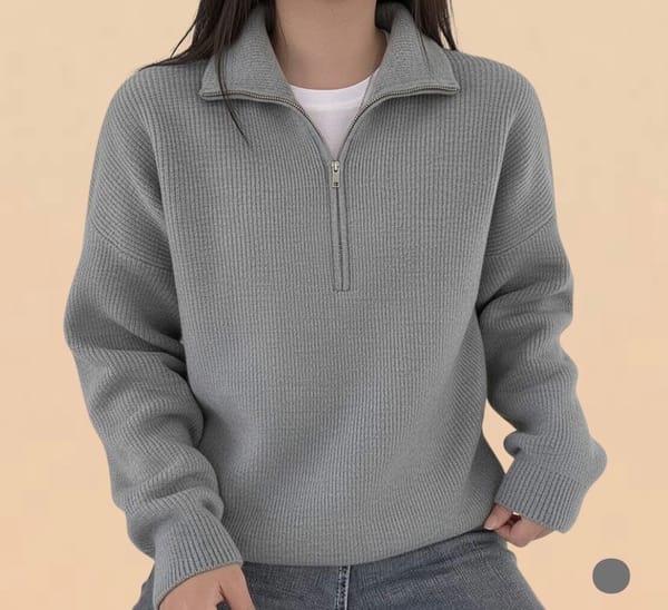 Premium Ash Quarter‑Zip Sweater