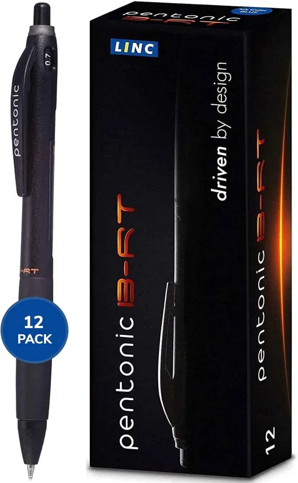 Linc Pentonic V-RT/ BRT Ball Point Pen 0.7 mm Black Ink 12pcs