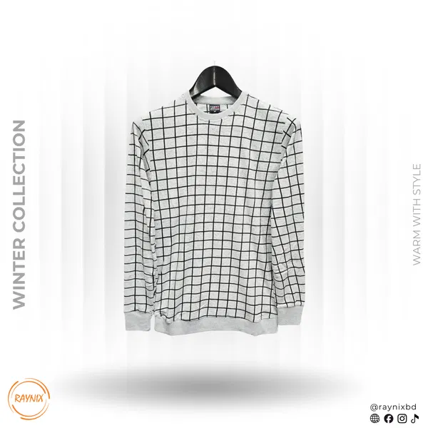 TOMMY HILFIGER Winter Collection Windowpane Check Sweatshirt – Heather Grey