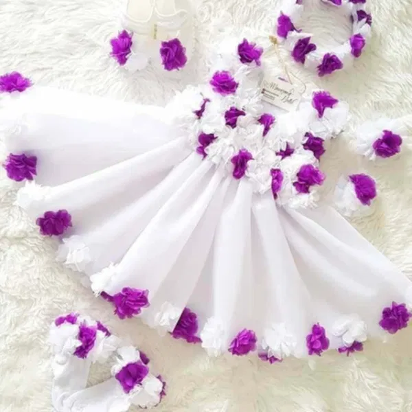 Flower baby dress China tissu + china sattin
