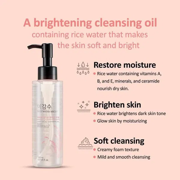 The Face Shop Rice Water Bright Light Facial Cleansing Oil, 150ml By koreanbeautypoint