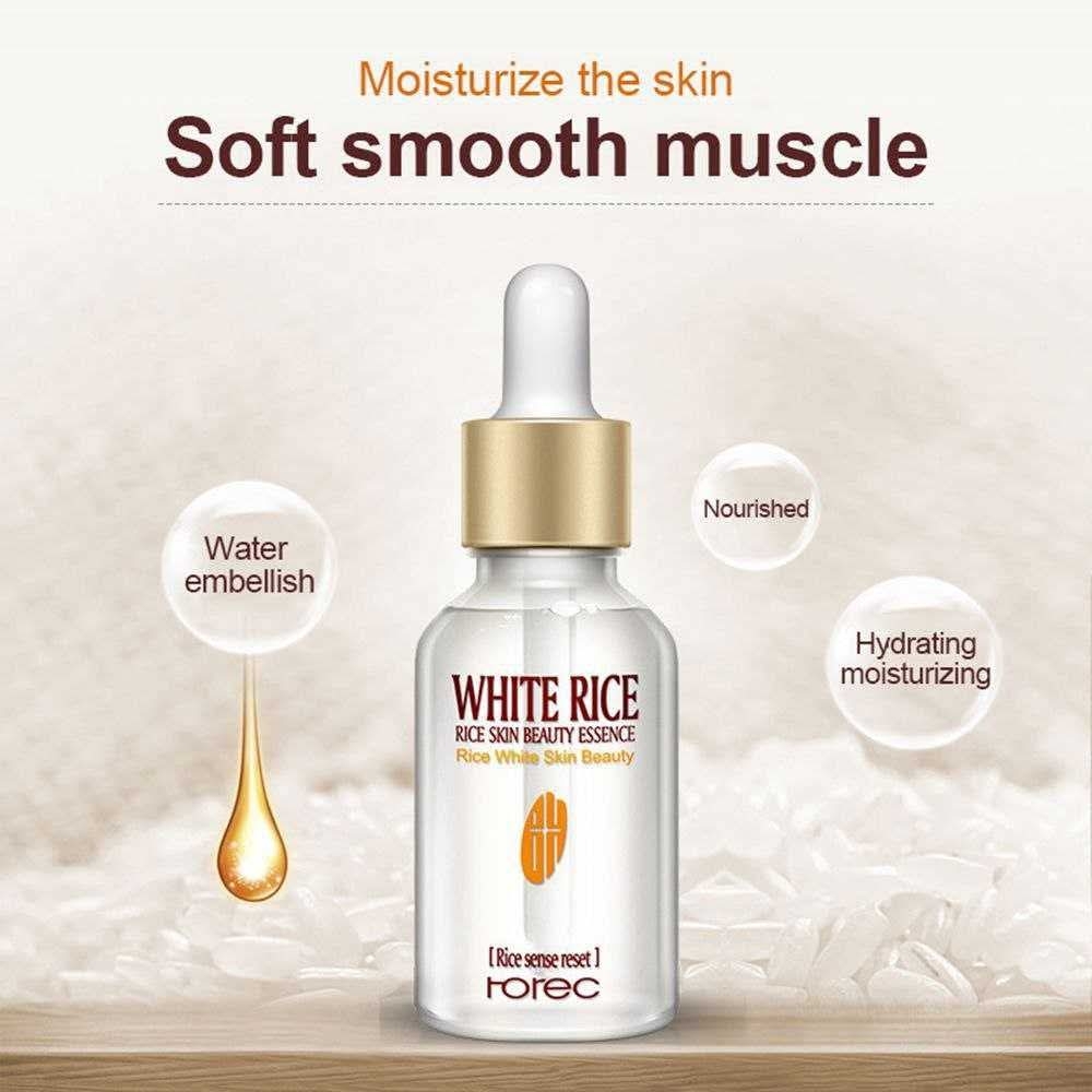 ROREC White Rice Serum Reduces Wrinkles and Lighten Dark Spots Pore Minimizer Anti- Aging Face Moisturizer Skin Lightening - 15ml