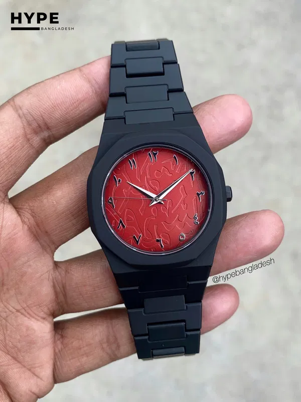 Red Calligraphy Dial Polycarbon Plastic Lightweight Watch