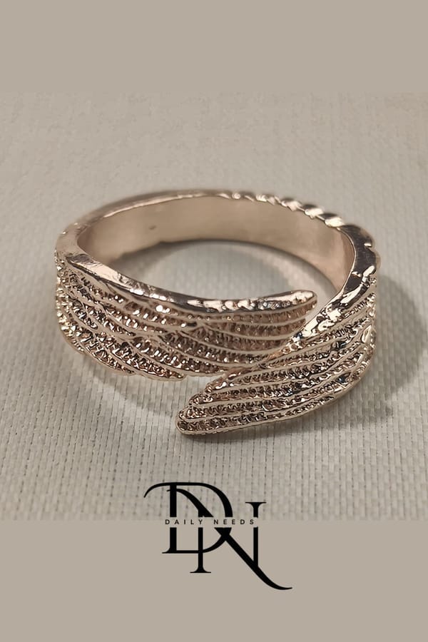 Guardian Rose Gold & Gun Black Wings Ring – Elegant Unisex Angel Design