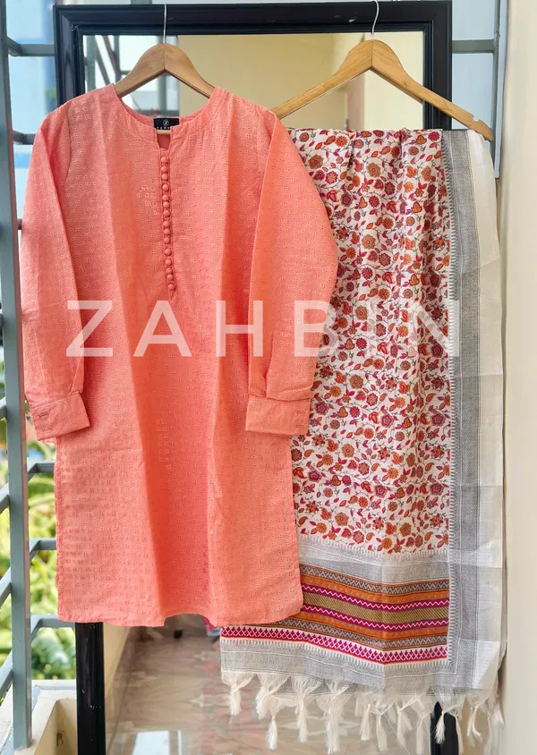 Peach 2 pc kurti set