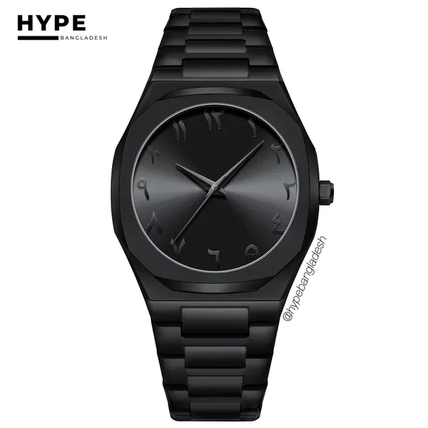 Arabic Dial Bestwin Stainless Steel heavyweight Watch (ALL BLACK)