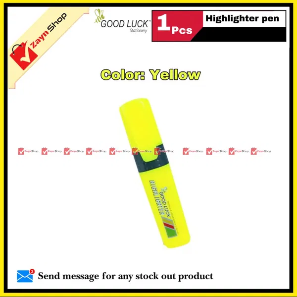Good Luck Highlighter Pen Green Yellow Pink 1pcs