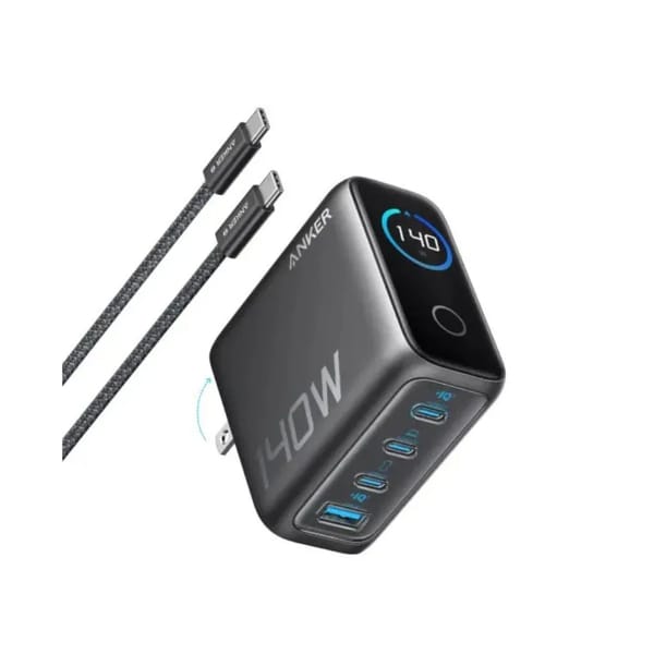 Anker Zolo 140W 4-Port Multi Device Charging GaN Power Adapter With Type-C Cable