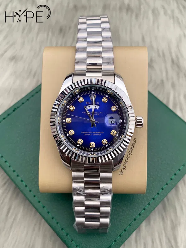 R0LEX DayDate Silver (Blue dial)