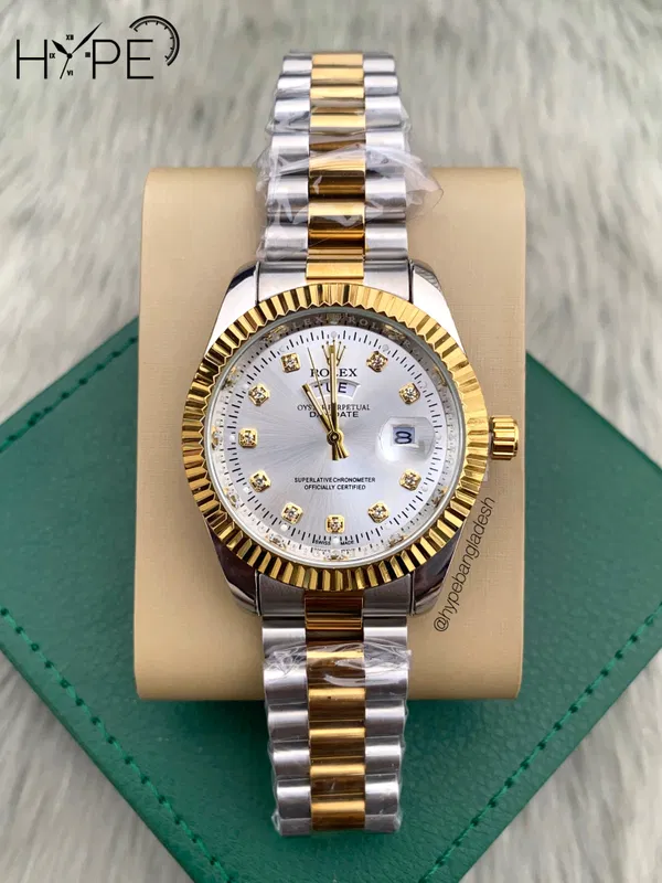 R0LEX DayDate two tone chain (White dial)