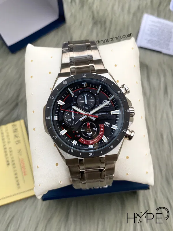 Edifice 1:1 chronograph stainless steel chain (black dial)