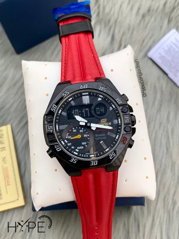 Edifice 1:1 chronograph leather belt (red)