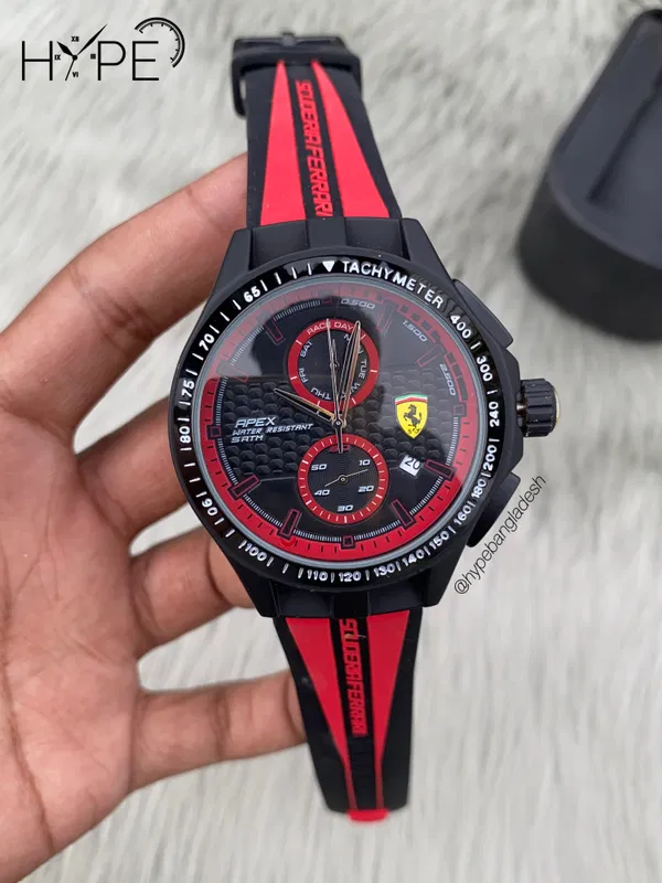 Ferrari chronograph rubber belt (red) style-2