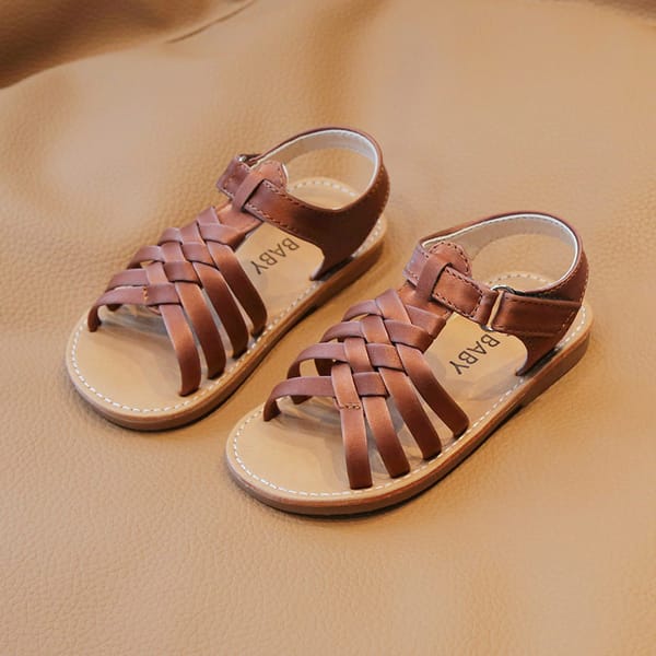 Kids Summer Crossed Beach Leather Sandals (1.5 to 5 years)