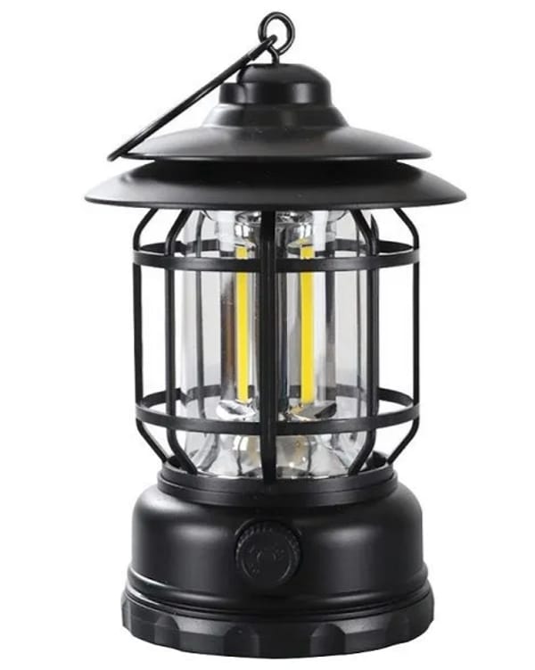 Multifunctional Rechargeable Stepless Dimming Handheld LED Camping Lamp Vintage Portable Lantern