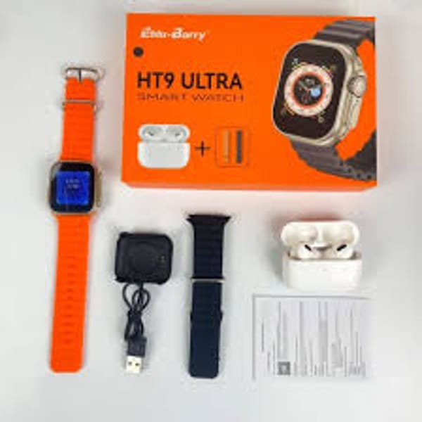 HT9 Ultra Smart Watch + TWS Combo With Double Strap