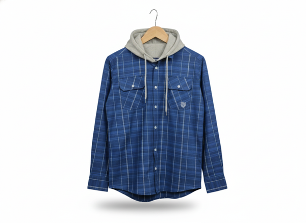 Premium Check hooded shirt 001