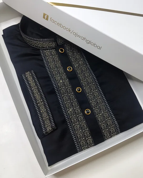 Midnight Sultan premium embroidery Panjabi-A0348