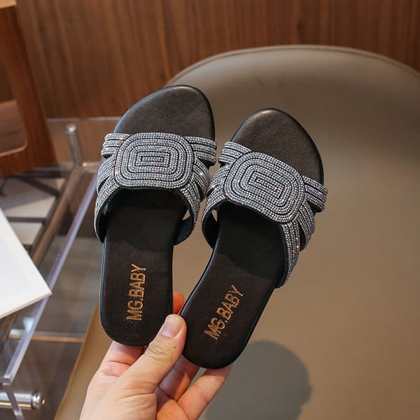 Kids Girls Luxury Crystal Glitter Slippers Summer Sandals (3–5 years)