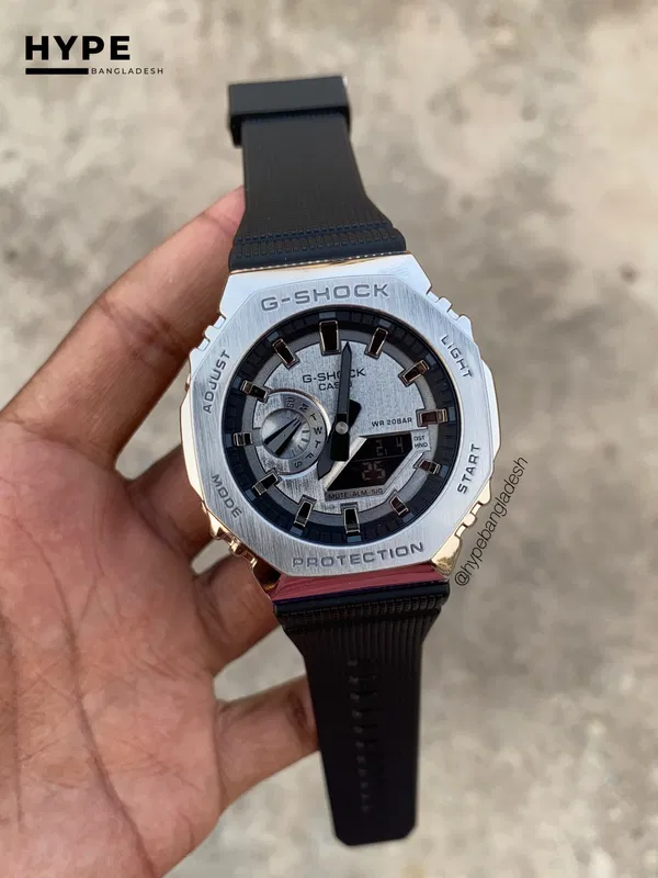 GSHOCK metal model silver case silver dial