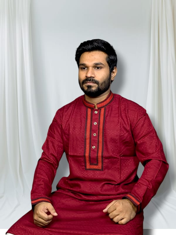 luxury soft cotton panjabi maroon color code:P12