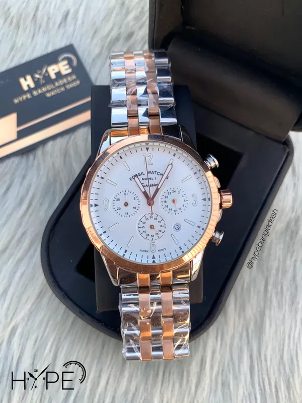 F0SSIL Chronograph (Silver-Rosegold)