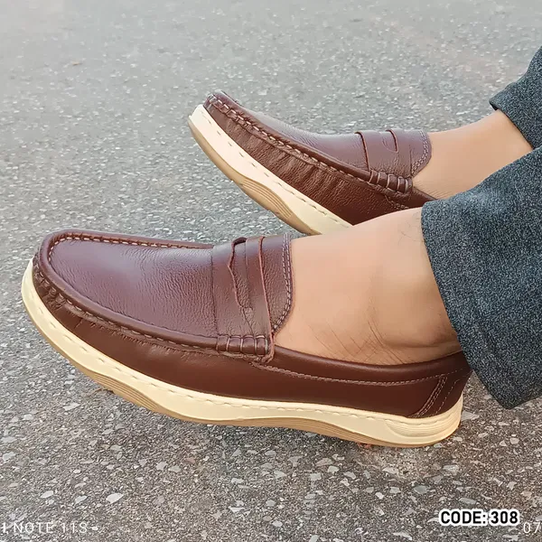Genuine cow Leather Light Weight Casual Shoes - 308