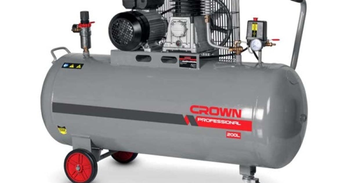 CROWN CT36032 200L Professional Belt Driven Air Compressor, 3HP, 250L ...