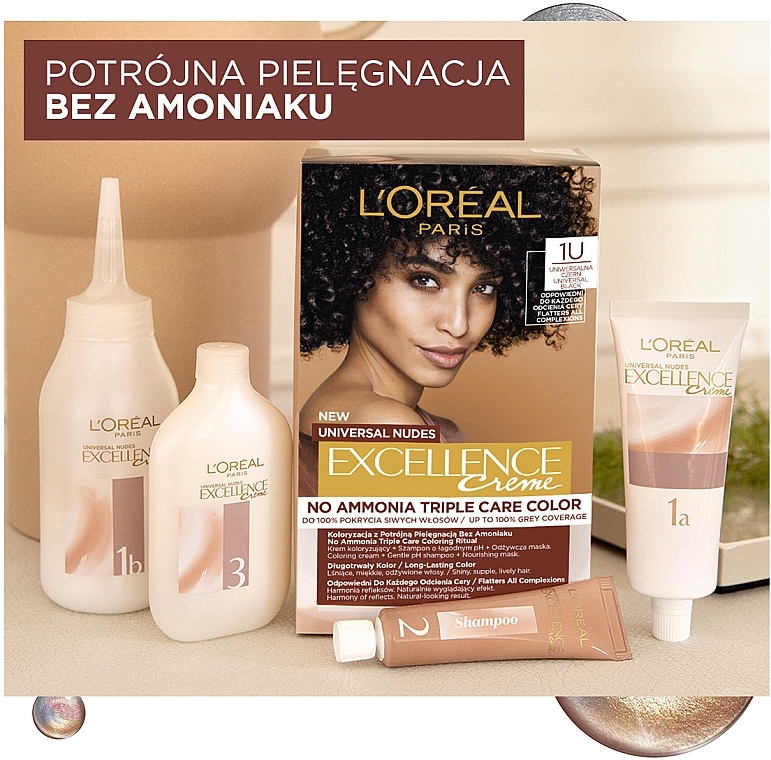 L'Oreal Excellence No Ammonia Triple Care Colour - 1U Universal Black_img_1