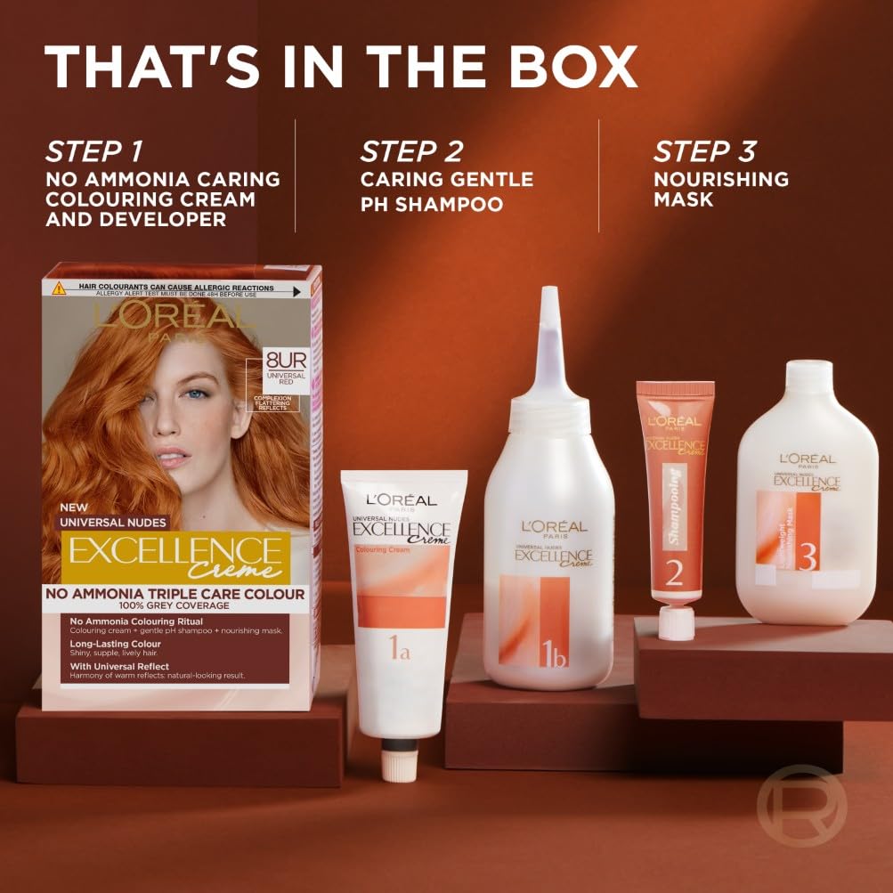 L'Oreal Excellence No Ammonia Triple Care Colour - 8UR Universal Red_img_1
