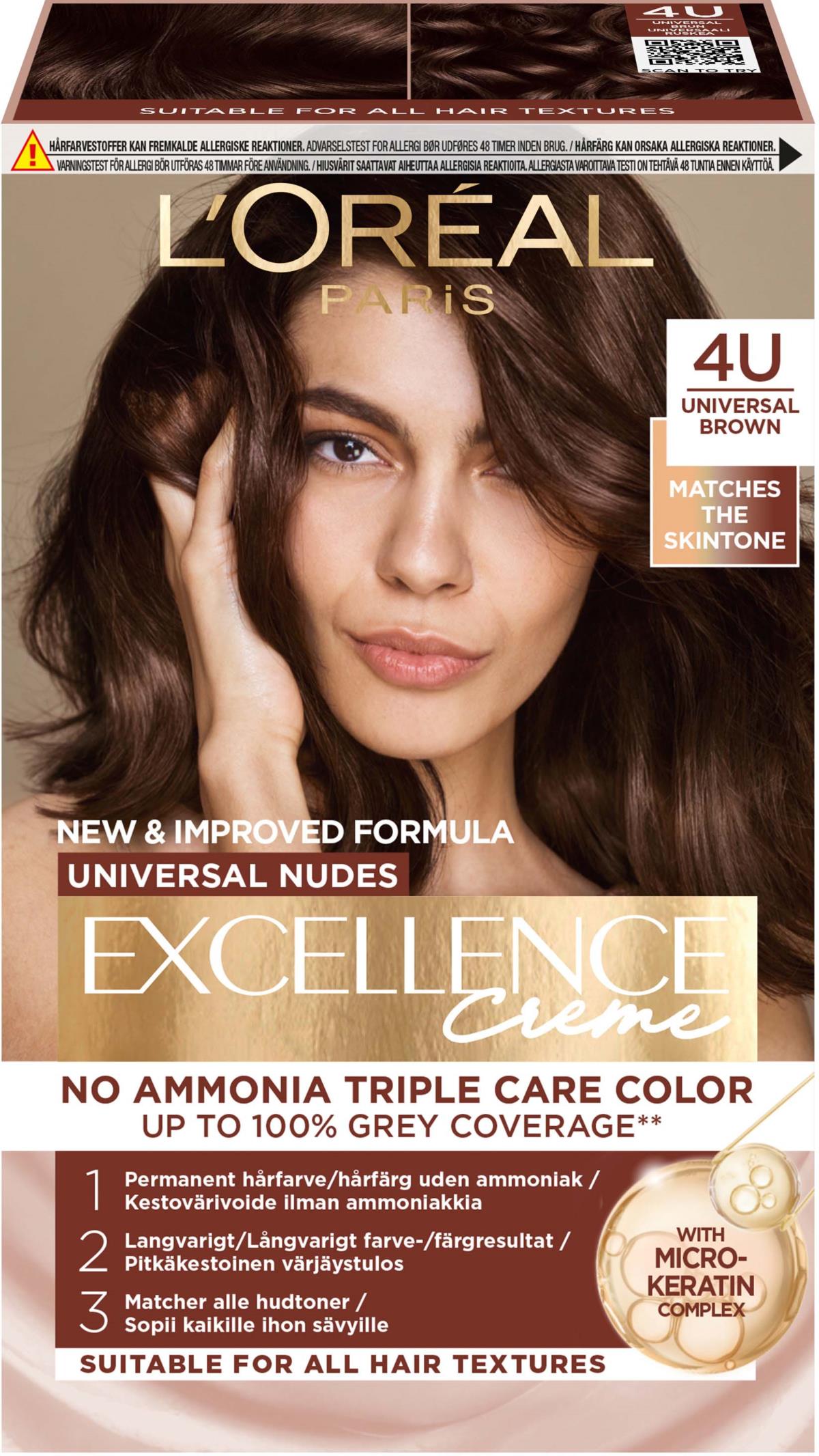 L'Oreal Excellence No Ammonia Triple Care Colour- 4U Universal Brown_img_0