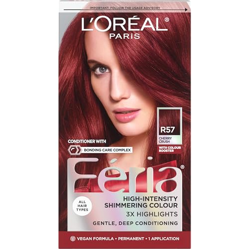 L’Oreal Paris Feria Multi-Faceted Shimmering Permanent Hair Color, R57 Cherry Crush