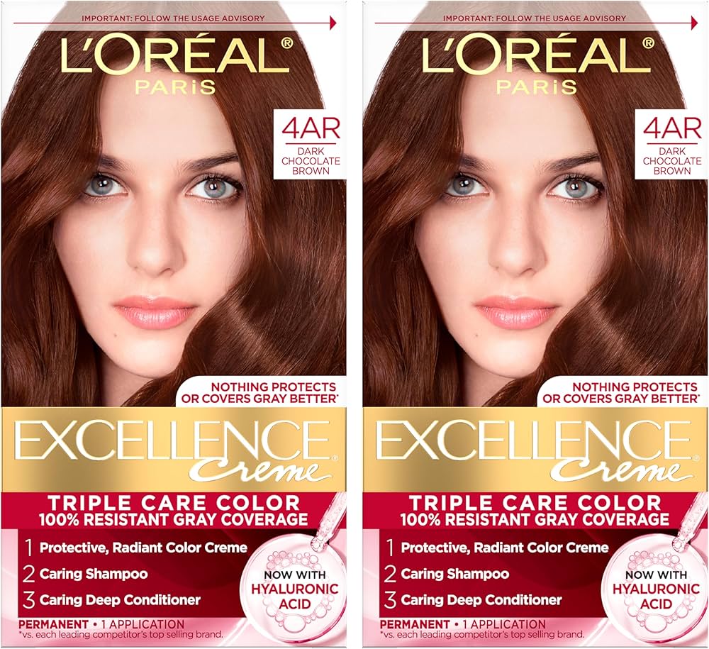 Loreal Paris Excellence Creme Permanent Triple Care Hair Color, 4AR Dark Chocolate Brown_img_1