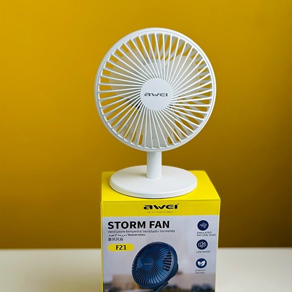 Awei F21 Mini Rechargeable Fan (2000mAh)- White Color_img_1