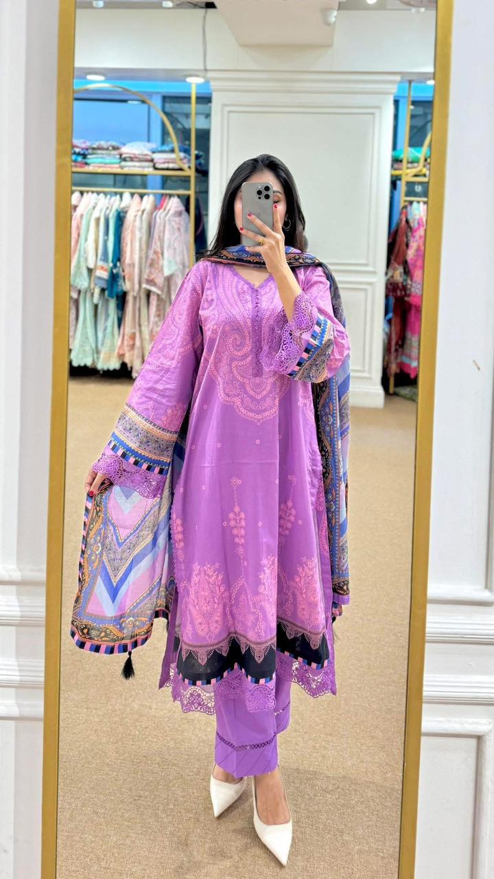 Royal Lavender Digital Print Dubai Silk 3-Piece Set_img_6