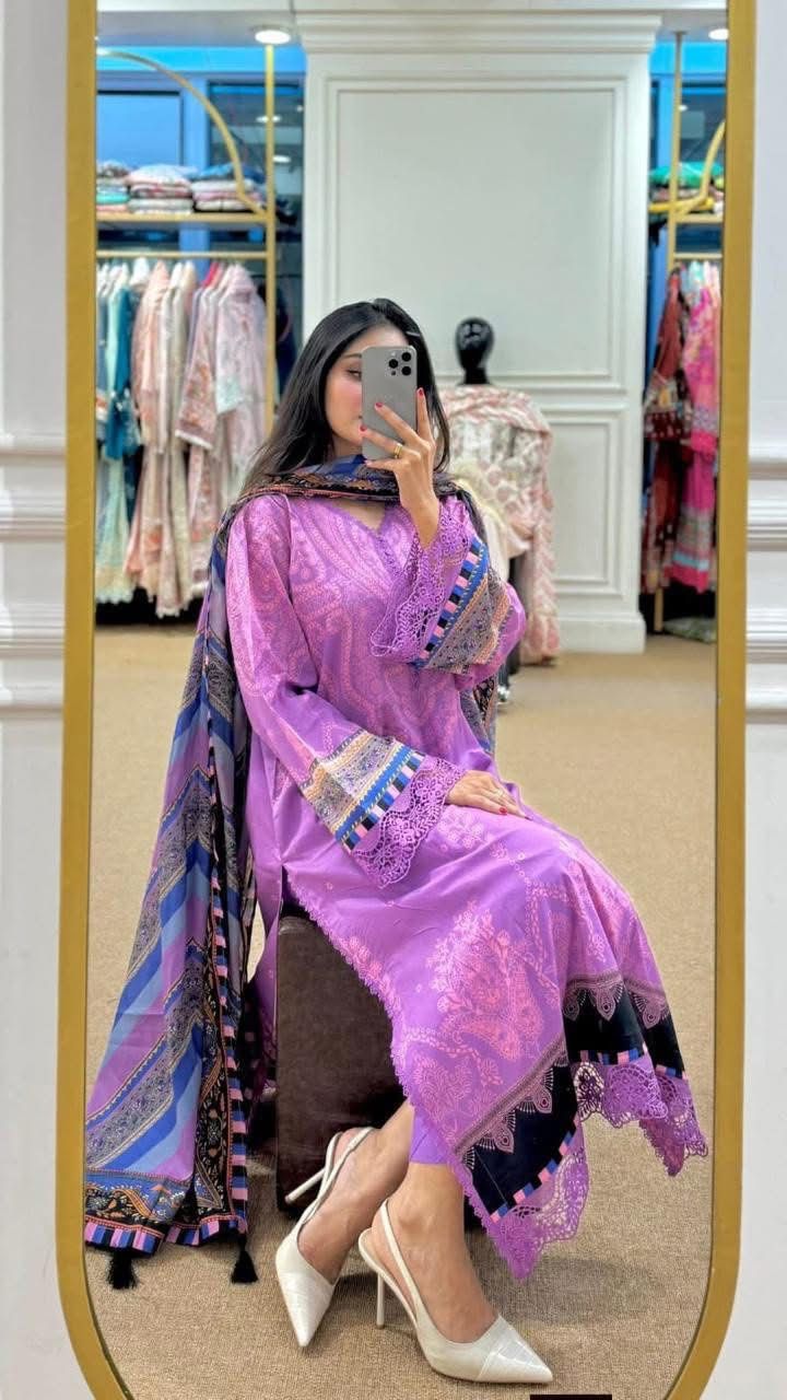 Royal Lavender Digital Print Dubai Silk 3-Piece Set_img_0