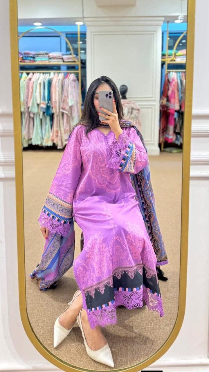 Royal Lavender Digital Print Dubai Silk 3-Piece Set_img_3