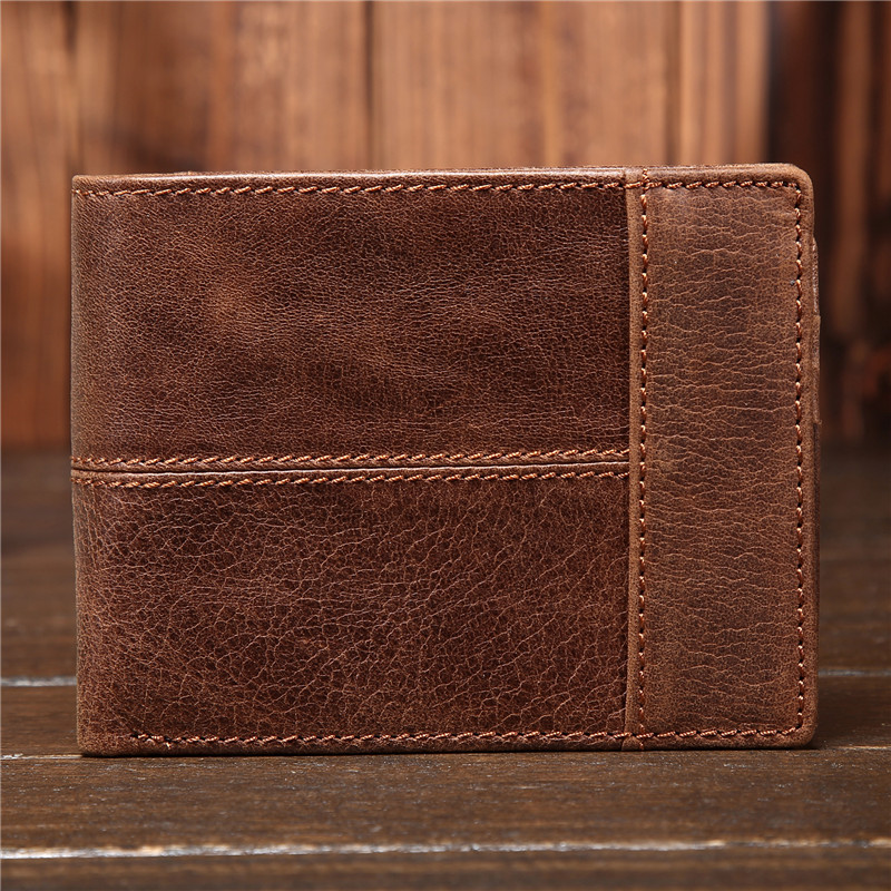 Retro Men's Oil Wax Cowhide Leather Wallet_img_0