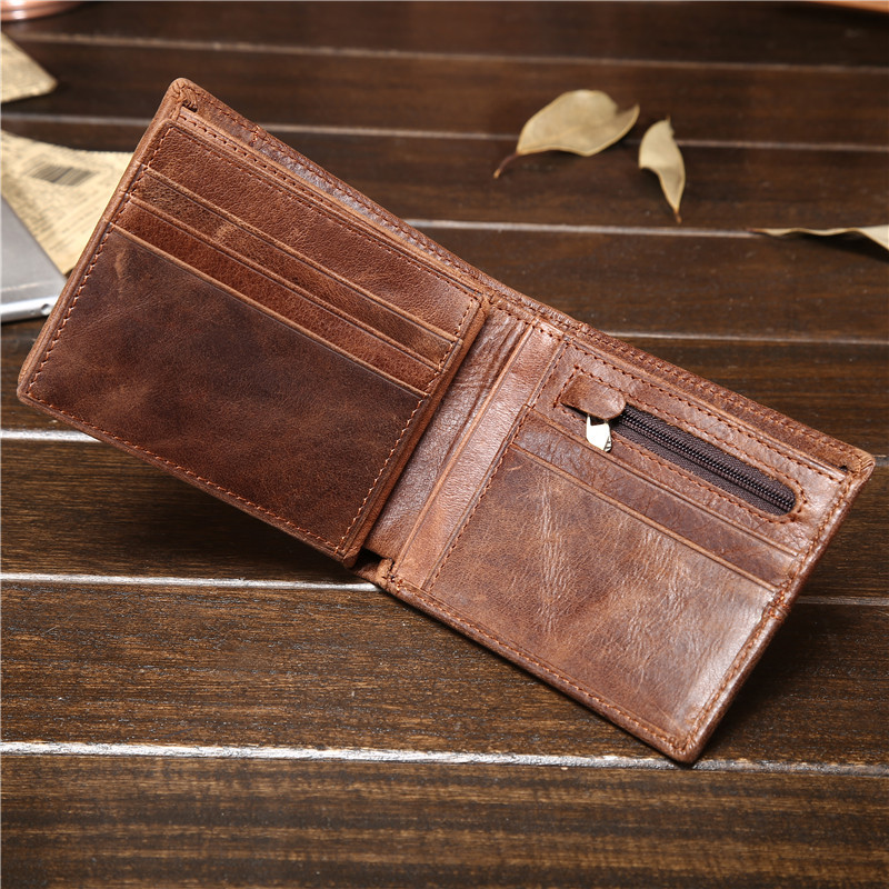 Retro Men's Oil Wax Cowhide Leather Wallet_img_1