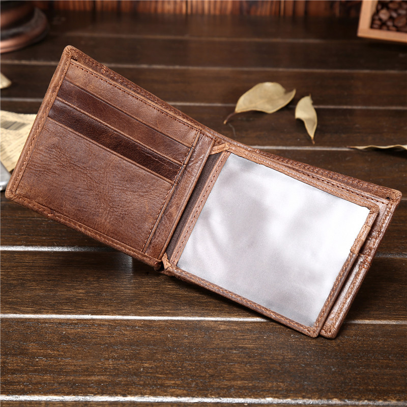 Retro Men's Oil Wax Cowhide Leather Wallet_img_2