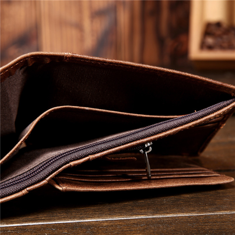 Retro Men's Oil Wax Cowhide Leather Wallet_img_3