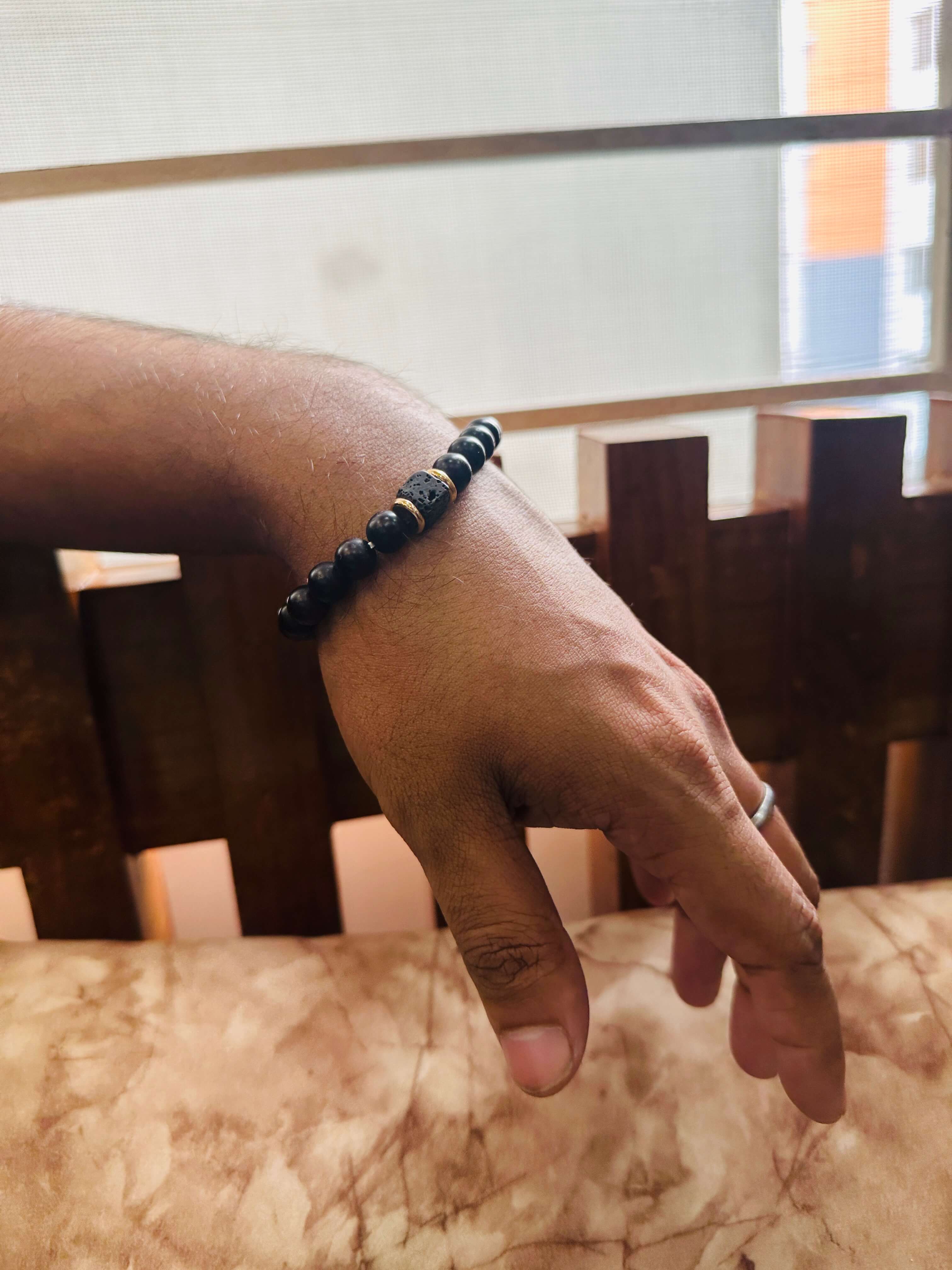 Cross-border Explosion Men's Volcanic Stone Bracelet