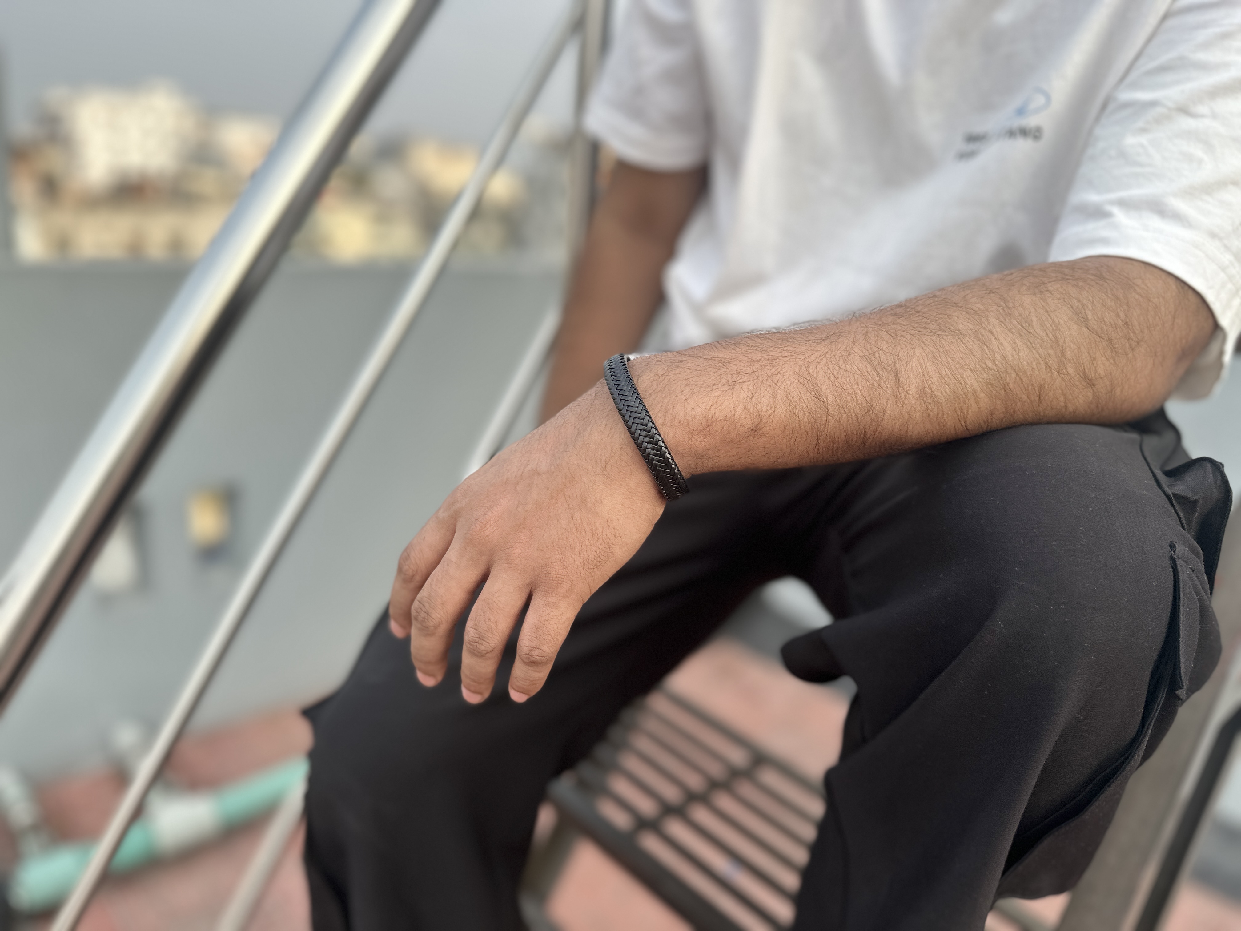 Hand-Woven Men's Bracelet Leather Alloy_img_4