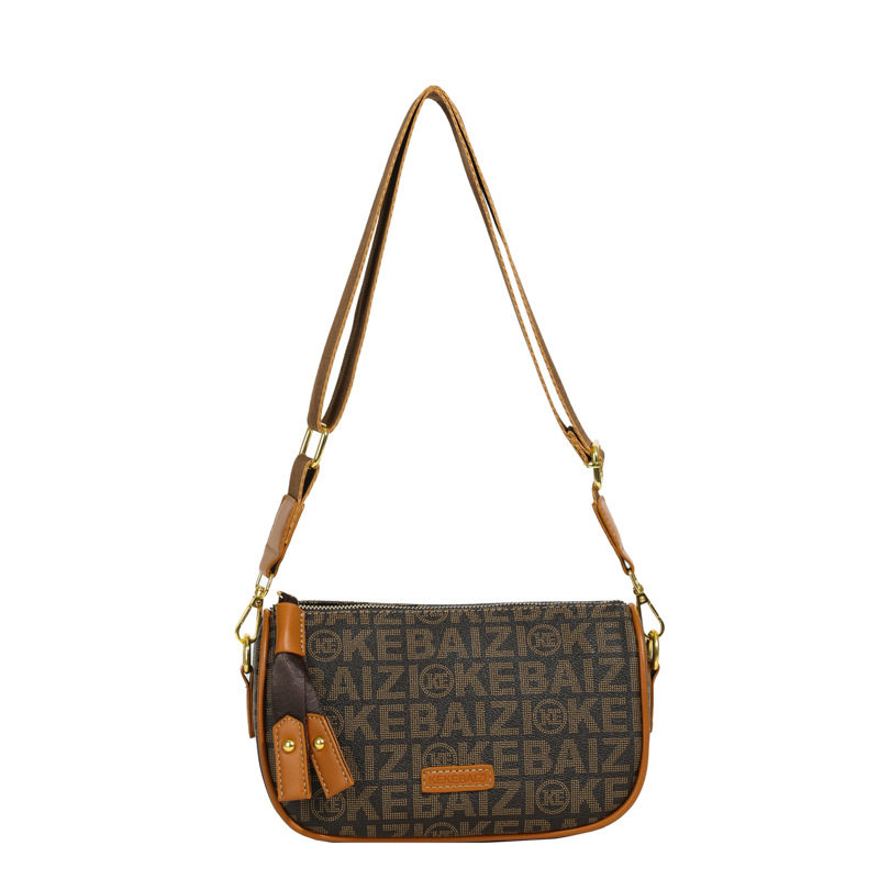 Checkered Letter Shoulder Bag with Wide Shoulder Strap, Crossbody Bag for Women